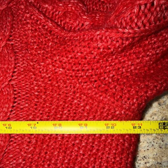 Talbots Sweater Women's 1X Red Chunky Knit Fisherman Wool Blend Cozy Cabin - Picture 3 of 6